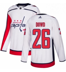 Mens Adidas Washington Capitals 26 Nic Dowd Authentic White Away NHL Jersey 