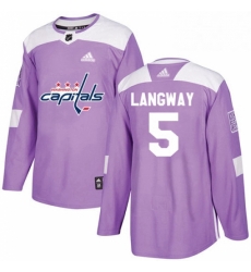 Mens Adidas Washington Capitals 5 Rod Langway Authentic Purple Fights Cancer Practice NHL Jersey 