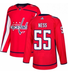 Mens Adidas Washington Capitals 55 Aaron Ness Authentic Red Home NHL Jersey 