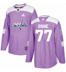 Mens Adidas Washington Capitals 77 TJ Oshie Authentic Purple Fights Cancer Practice NHL Jersey 