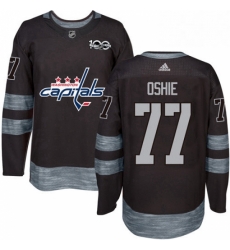 Mens Adidas Washington Capitals 77 TJ Oshie Premier Black 1917 2017 100th Anniversary NHL Jersey 