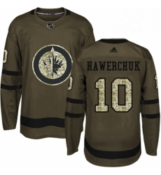 Mens Adidas Winnipeg Jets 10 Dale Hawerchuk Premier Green Salute to Service NHL Jersey 