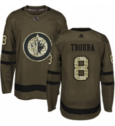 Mens Adidas Winnipeg Jets 8 Jacob Trouba Premier Green Salute to Service NHL Jersey 