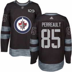 Mens Adidas Winnipeg Jets 85 Mathieu Perreault Authentic Black 1917 2017 100th Anniversary NHL Jersey 