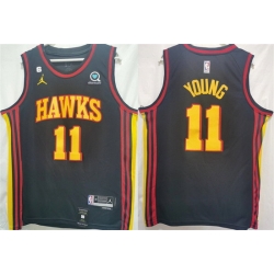 Men Atlanta Hawks 11 Trae Young Black Stitched Jersey