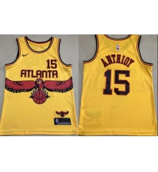 Men Atlanta Hawks Carmero Anthony #15 Yellow City Edition Stitched Jersey