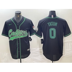 Men Boston Celtics 0 Jayson Tatum Black Cool Base Stitched Baseball Jersey