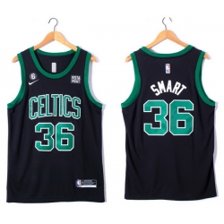 Men Boston Celtics 36 Marcus Smart Black No 6 Patch Stitched Basketball Jersey