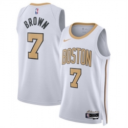 Men Boston Celtics 7 Jaylen Brown White 2025 26 City Edition Stitched Basketball Jersey