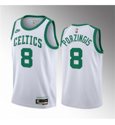 Men Boston Celtics 8 Kristaps Porzingis White 2023 Draft Association Edition Stitched Basketball Jersey