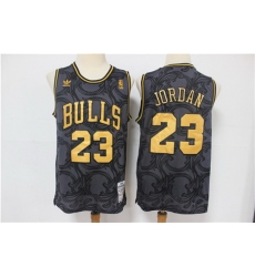 Bulls 23 Michael Jordan Black Hardwood Classics Jersey