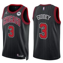 Men Nike Chicago Bulls Josh Giddey #3 Stitched Basketball Swingman Jersey Black