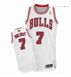 Mens Adidas Chicago Bulls 7 Justin Holiday Authentic White Home NBA Jersey 