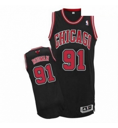 Mens Adidas Chicago Bulls 91 Dennis Rodman Authentic Black Alternate NBA Jersey