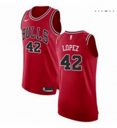 Mens Nike Chicago Bulls 42 Robin Lopez Authentic Red Road NBA Jersey Icon Edition