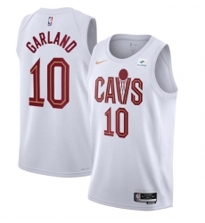 Men Cleveland Cavaliers 10 Darius Garland White Stitched Jersey