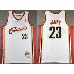 Men Cleveland Cavaliers 23 LeBron James White 2003 04 Throwback Stitched Jersey