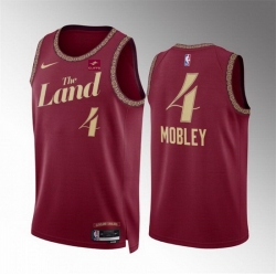 Men Cleveland Cavaliers 4 Evan Mobley Wine 2023 24 City Edition Stitched Jersey