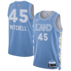 Men Cleveland Cavaliers 45 Donovan Mitchell Light Blue 2024 25 City Edition Stitched Jersey