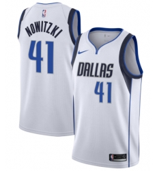 Men Dallas Mavericks Dirk Nowitzki #41 Nike White Swingman Jersey Association Edition