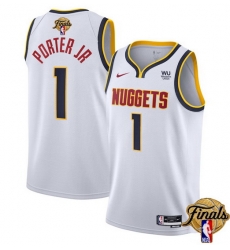 Men Denver Nuggets 1 Michael Porter Jr  White 2023 Finals Association Edition Stitched Basketball Jersey