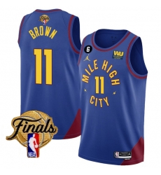 Men Denver Nuggets 11 Bruce Brown Blue 2023 Finals Statement Edition With NO 6 Patch Stitched Basketball Jersey