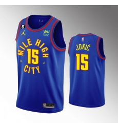 Men Denver Nuggets 15 Nikola Jokic With Memorial PatchBlue 2022 23 Statement Edition Stitched Jersey