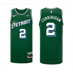 Men Detroit Pistons 2 Cade Cunningham Green 2022 23 City Edition Stitched Basketball Jersey