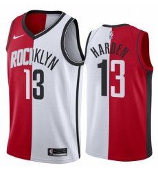 Men Brooklyn Nets Houston Rockets 13 James Harden Jersey Past and Present MVP Red White Split Edition