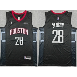 Men Houston Rockets 28 Alperen Sengun Black Statement Edition Stitched Jersey