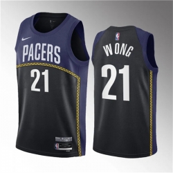 Men Indiana Pacers 21 Isaiah Wong Blue 2023 Draft City Edition Stitched Basketball Jersey