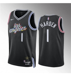 Men Los Angeles Clippers 1 James Harden Black 2022 23 City Edition Stitched Jersey