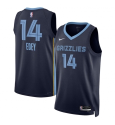 Men Memphis Grizzlies 14 Zach Edey Navy Icon Edition Stitched Jersey