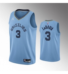 Men Memphis Grizzlies 3 Jake LaRavia Light Blue 75th Anniversary Statement Edition Stitched Basketball Jersey