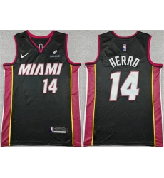 Men Miami Heat 14 Tyler Herro Black Icon Edition Stitched Basketball Jersey