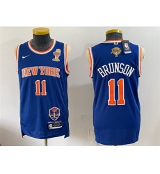 Men New Yok Knicks 11 Jalen Brunson Blue 2026 Finals Champions Patch Statement Edition Stitched Jersey Men New Yok Knicks 11 Jalen Brunson Blue 2026 Finals Champions Patch Statement Edition Stitched Jersey