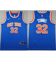 Men New Yok Knicks 32 Karl Anthony Towns Blue Icon Edition Edition Stitched Basketball Jersey