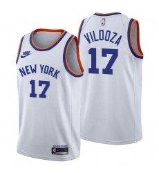 Men New York Knicks 17 Luca Vildoza Men Nike Releases Classic Edition NBA 75th Anniversary Jersey White