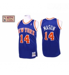 Mens Mitchell and Ness New York Knicks 14 Anthony Mason Swingman Royal Blue Throwback NBA Jersey