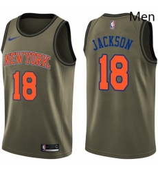 Mens Nike New York Knicks 18 Phil Jackson Swingman Green Salute to Service NBA Jersey