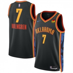 Men Oklahoma City Thunder 7 Chet Holmgren Black 2024 25 City Edition Stitched Basketball Jersey