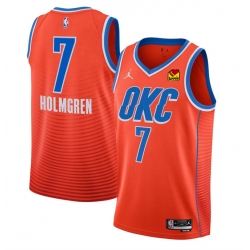 Men Oklahoma City Thunder 7 Chet Holmgren Orange Statement Edition Stitched Basketball Jersey