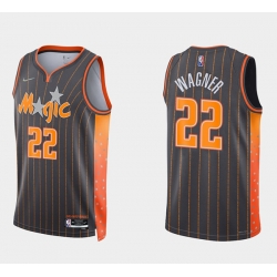 Men Orlando Magic 22 Franz Wagner 2021 22 City Edition Black 75th Anniversary Stitched Swingman Jersey