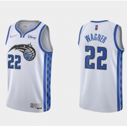 Men Orlando Magic 22 Franz Wagner White Earned Edition Stitched Swingman Jersey