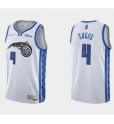 Men Orlando Magic 4 Jalen Suggs White Earned Edition Stitched Swingman Jersey