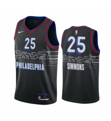 Men Nike Philadelphia 76ers 25 Ben Simmons Black NBA Swingman 2020 21 City Edition Jersey