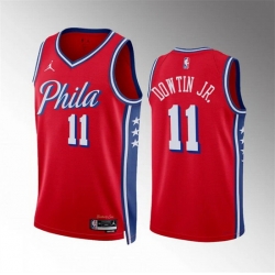 Men Philadelphia 76ers 11 Jeff Dowtin Jr Red Statement Edition Stitched Jersey