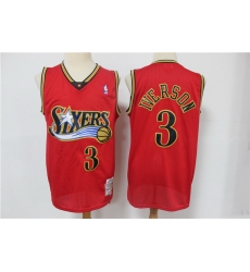 Men Philadelphia 76ers 3 Allen Iverson Red 1999 00 Hardwood Classics Reload Swingman Jersey