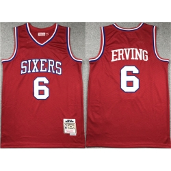 Men Philadelphia 76ers 6 Julius Erving Red Throwback Basketball Jersey