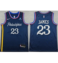 Men Philadelphia 76ers  LeBron James Navy 2026 City Edition With Patch Stitched Jersey